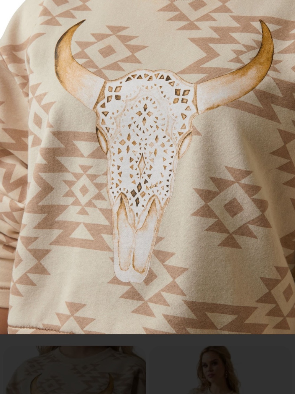 Ariat O’Keefe Southwestern Aztec sweatshirt Brazilian sand Large